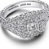 Anello PANDORA cocktail argento zirconi quadrato donna-1