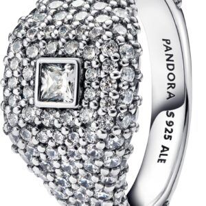 Anello PANDORA cocktail argento zirconi quadrato donna-0