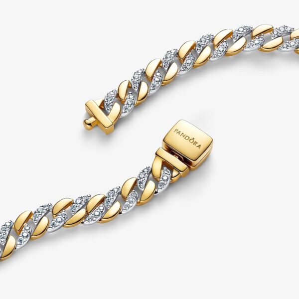 Bracciale PANDORA bicolore Pavé Cuban oro 14 carati-1