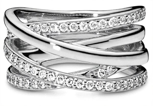 Anello Pandora argento zirconia linee scintillanti donna