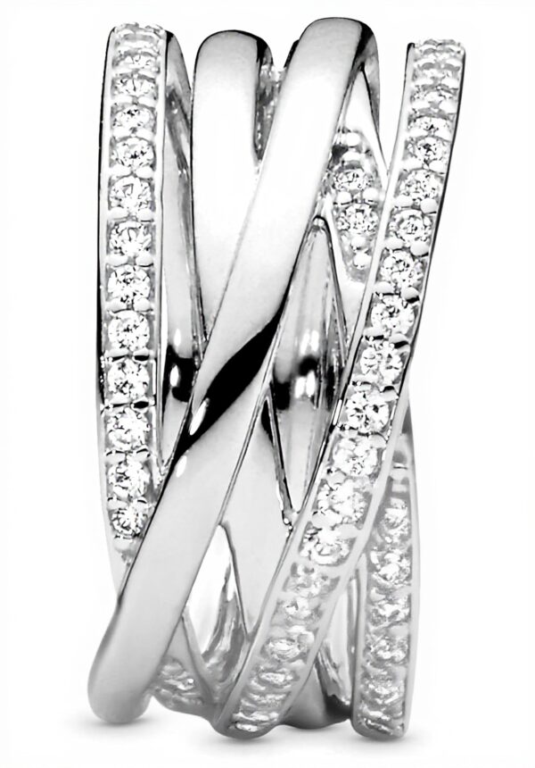 Anello Pandora argento zirconia linee scintillanti donna