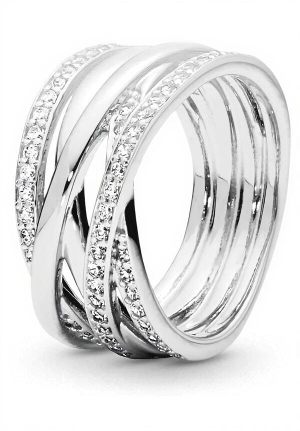 Anello Pandora argento zirconia linee scintillanti donna