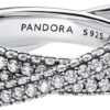 Anello PANDORA argento sterling fascia intrecciata zirconia-1