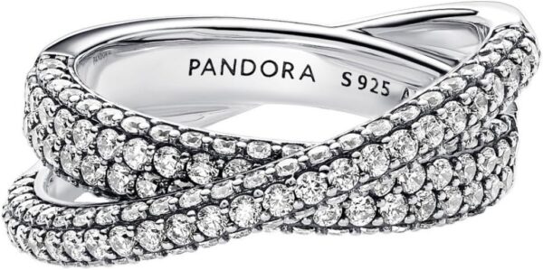 Anello PANDORA argento sterling fascia intrecciata zirconia-1