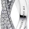 Anello PANDORA argento sterling fascia intrecciata zirconia-0