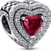 Pandora ciondolo cuore argento cristallo rosso zirconia-0