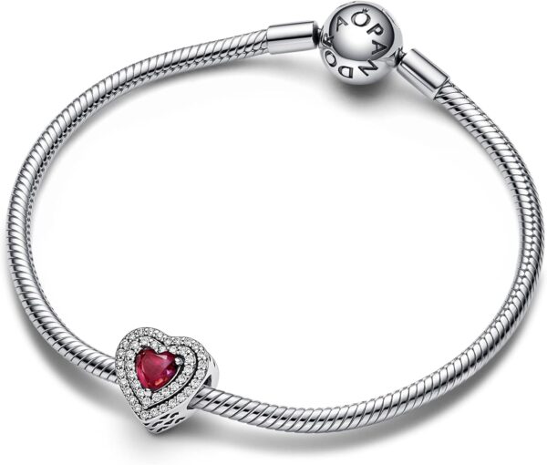 Pandora ciondolo cuore argento cristallo rosso zirconia-2