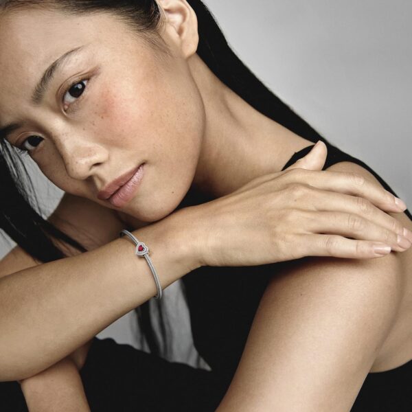 Pandora ciondolo cuore argento cristallo rosso zirconia-3