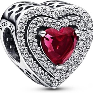 Pandora ciondolo cuore argento cristallo rosso zirconia-0