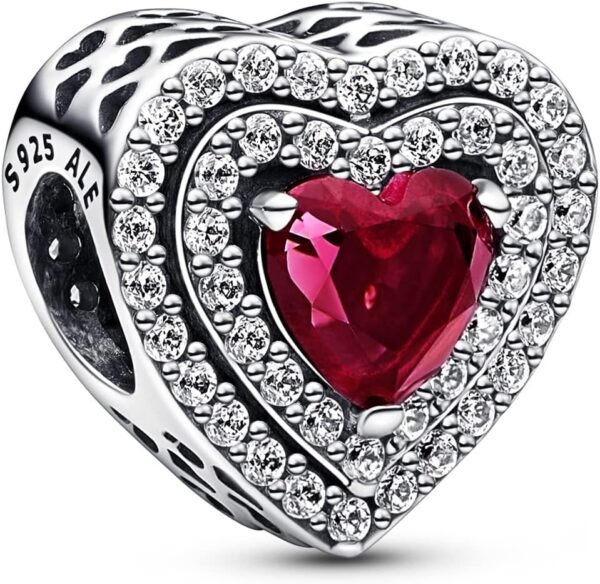 Pandora ciondolo cuore argento cristallo rosso zirconia-0