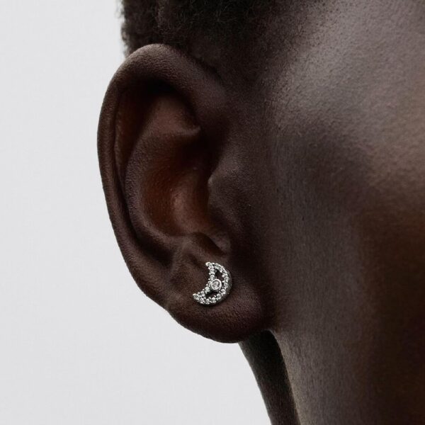 Orecchini a lobo Pandora luna zirconia argento Sterling-1