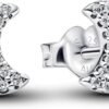 Orecchini a lobo Pandora luna zirconia argento Sterling-0