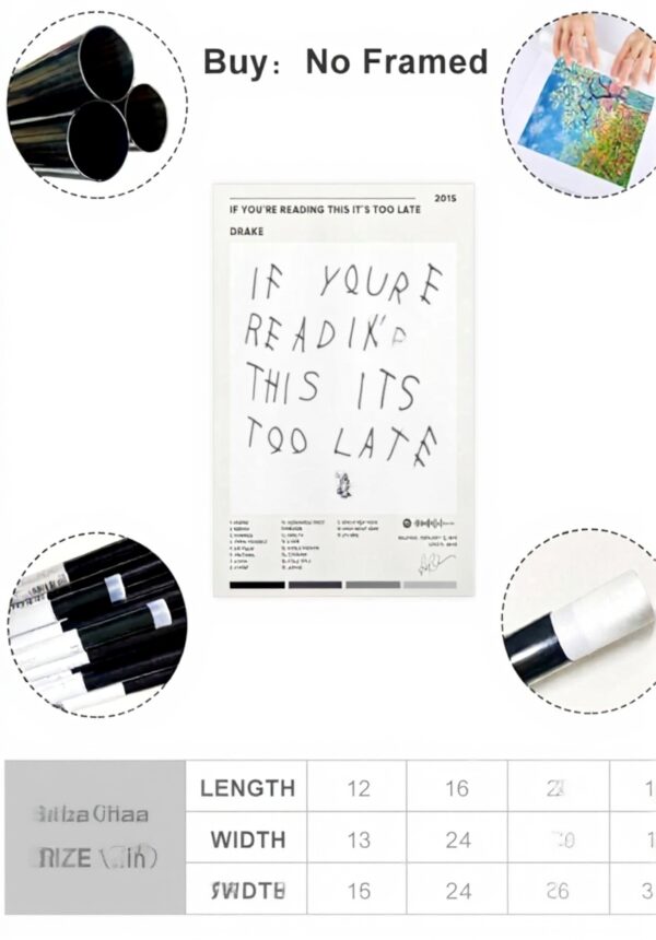 Poster Drake Tela Decorazione Parete Album If Youre Reading