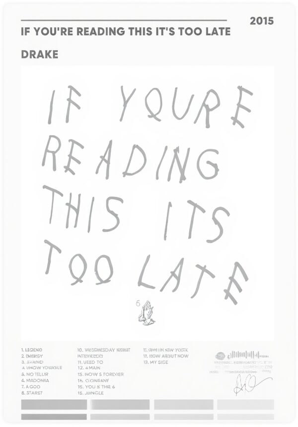 Poster Drake Tela Decorazione Parete Album If Youre Reading