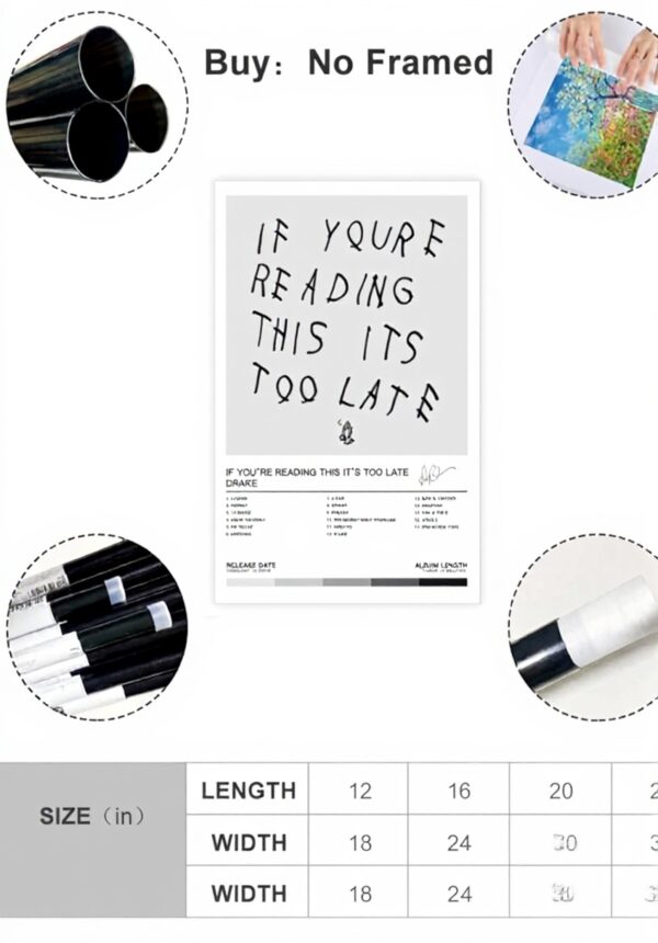Poster su tela Drake If Youre Reading This Its Too Late