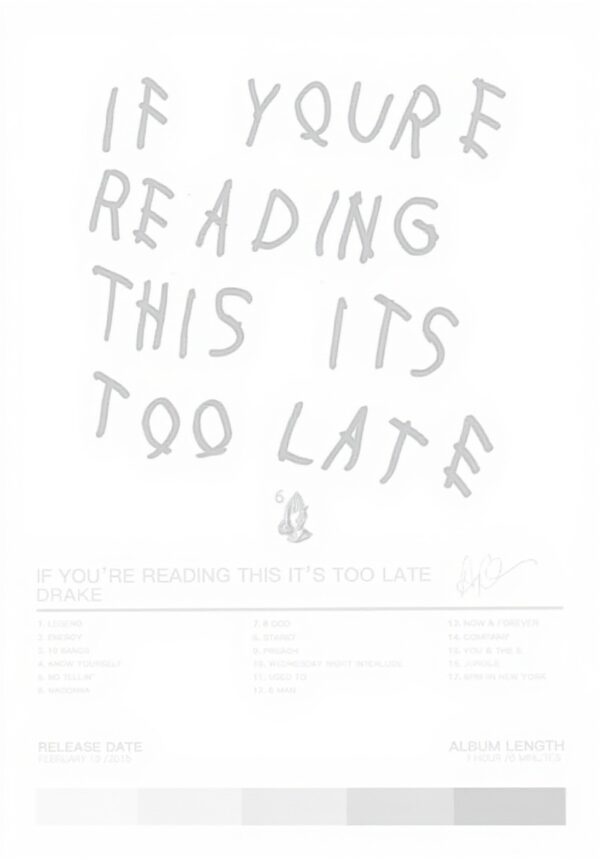 Poster su tela Drake If Youre Reading This Its Too Late