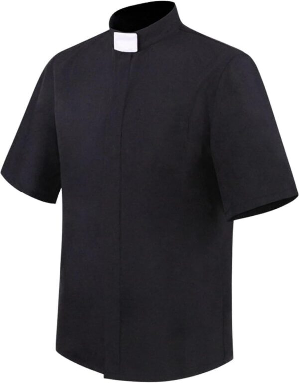 Camicia Prete Uomo pvucpot Maniche Corte Colletto Sacerdote-0