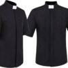 Camicia Prete Uomo pvucpot Maniche Corte Colletto Sacerdote-1