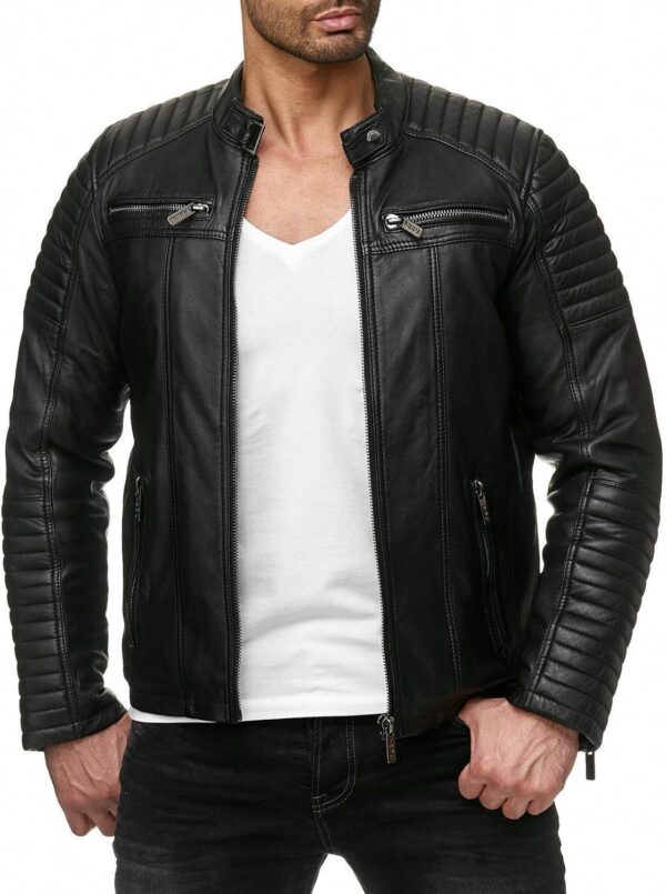 Giacca in pelle sintetica uomo Redbridge stile biker vintage-1