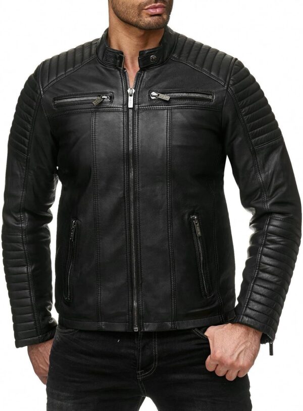 Giacca in pelle sintetica uomo Redbridge stile biker vintage-2