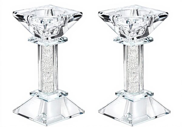 Portacandele cristallo elegante set 2 pezzi 13,5 cm