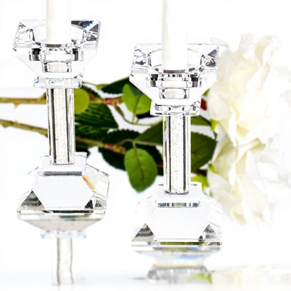 Portacandele cristallo elegante set 2 pezzi 13,5 cm