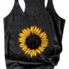 Top Donna Canottiera Scollo Tondo Girasole Poliestere Carri