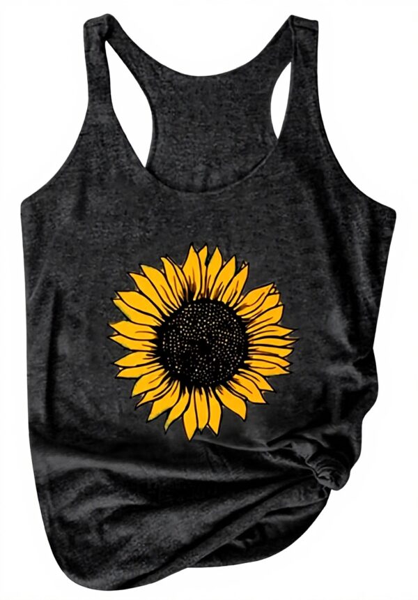 Top Donna Canottiera Scollo Tondo Girasole Poliestere Carri