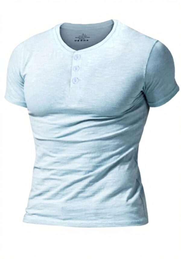 Maglietta Henley Uomo Cotone Slub Girocollo 3 Bottoni