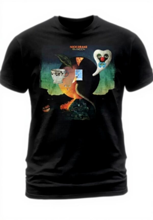 T-shirt Nick Drake Pink Moon Uomo Cotone Nero Album