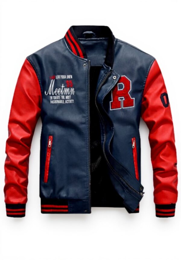 Vogstyle Giacca Uomo PU Pelle College Baseball Motociclista